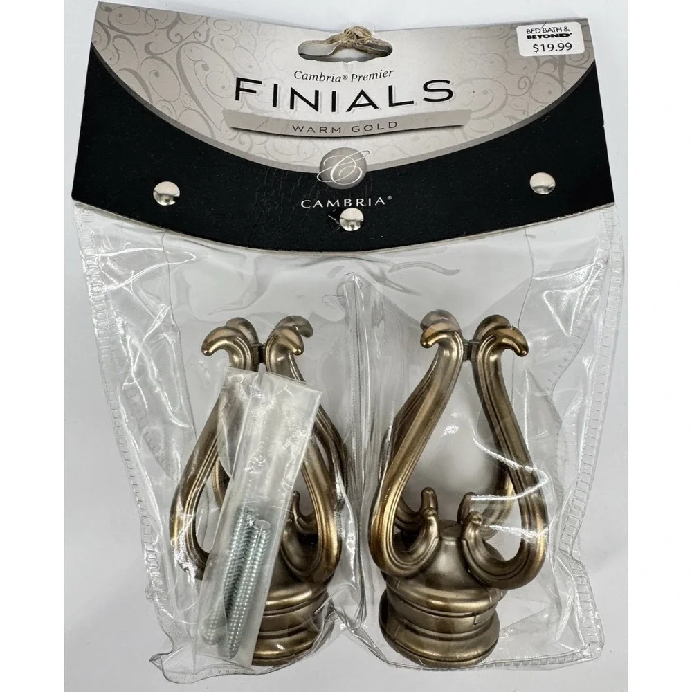 Gold Curtain Rod Finials Set 2 Decorative End Caps Cambria Florentine